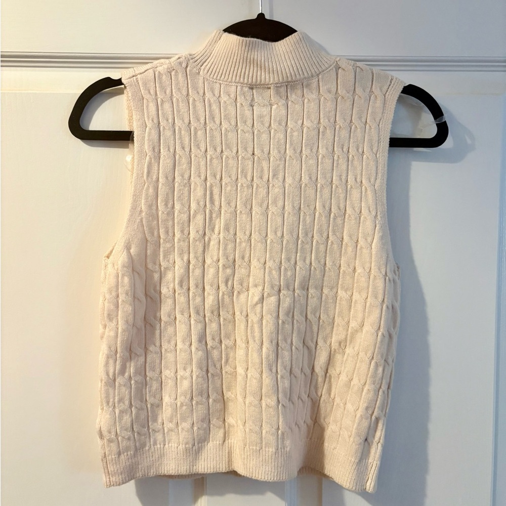 Blue Rain x Francescas Collab Cream Cable Knit Sleeveless Sweater